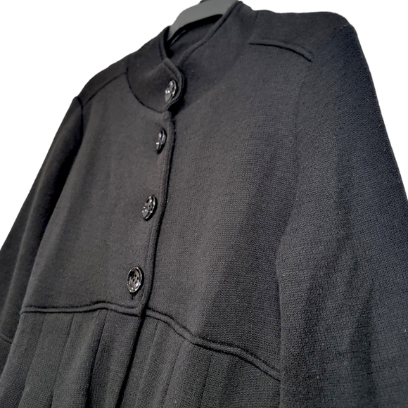 Lisa International Black Button Down Wool Blend 1/2 Sleeve Coat - Picture 3 of 14